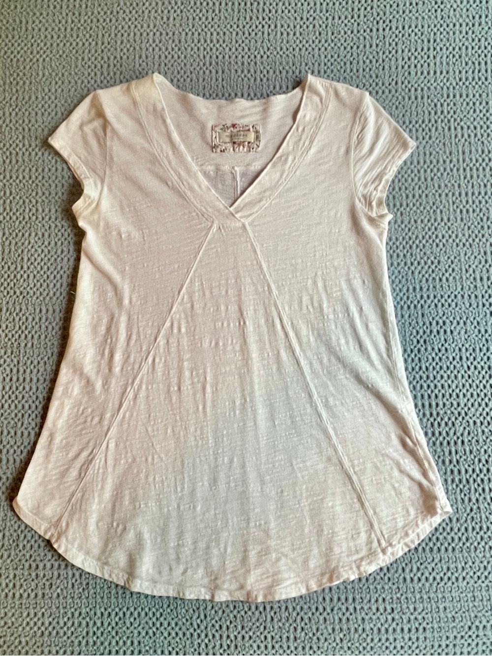 Madewell White V-Neck Short Sleeve Tee — Lightweight Slub Cotton